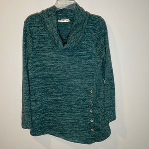 Womens Asymmetrical Cowl-neck Sweater Sz Medium